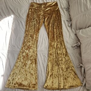 Gold velvet bell bottoms